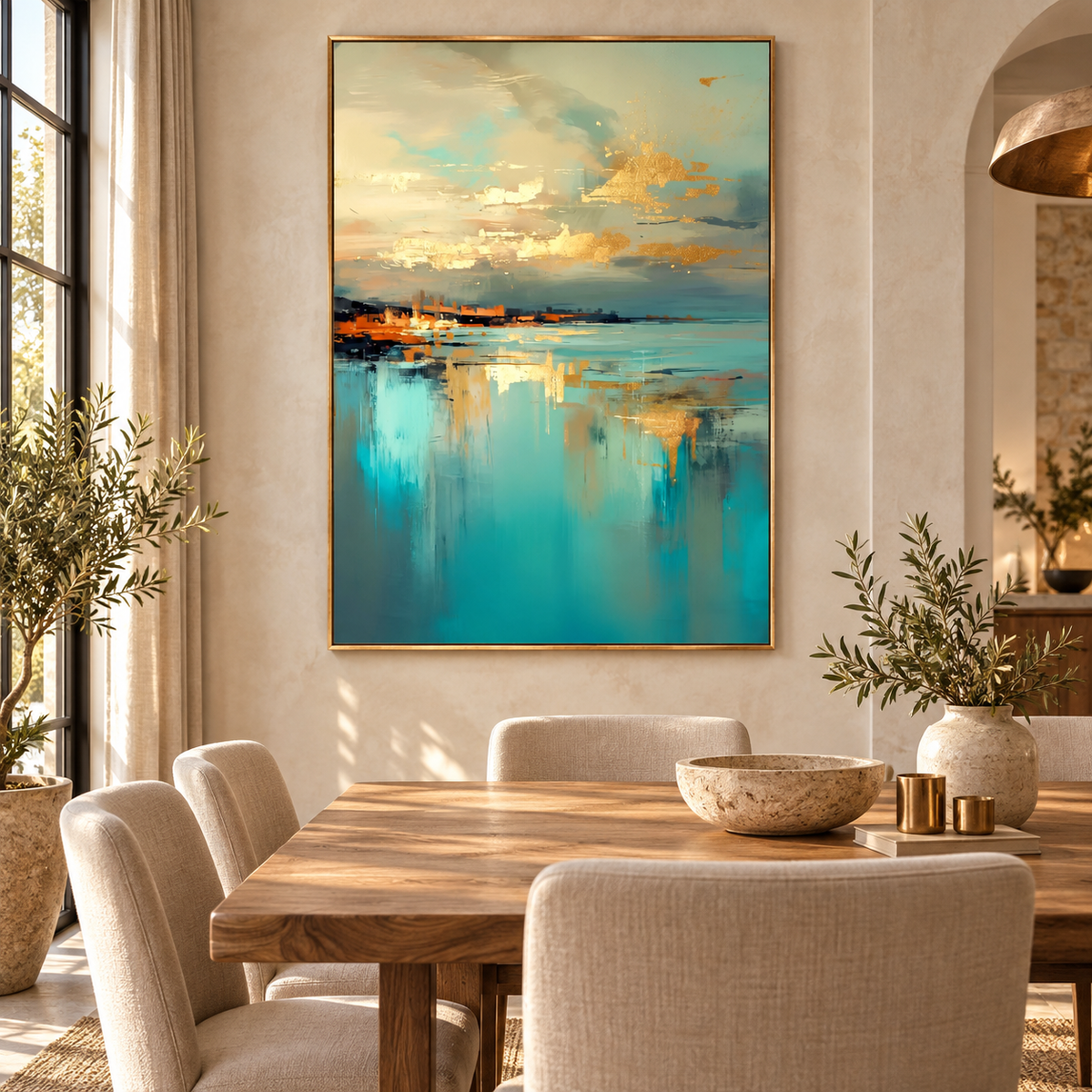 ARBYNART Abstract Art | Golden Coastal Reflections