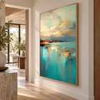 ARBYNART Abstract Art | Golden Coastal Reflections