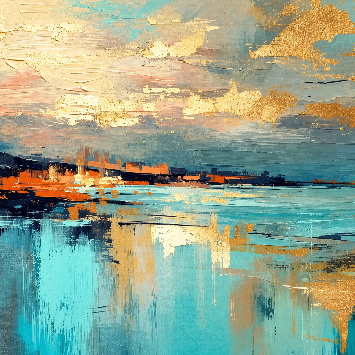 ARBYNART Abstract Art | Golden Coastal Reflections
