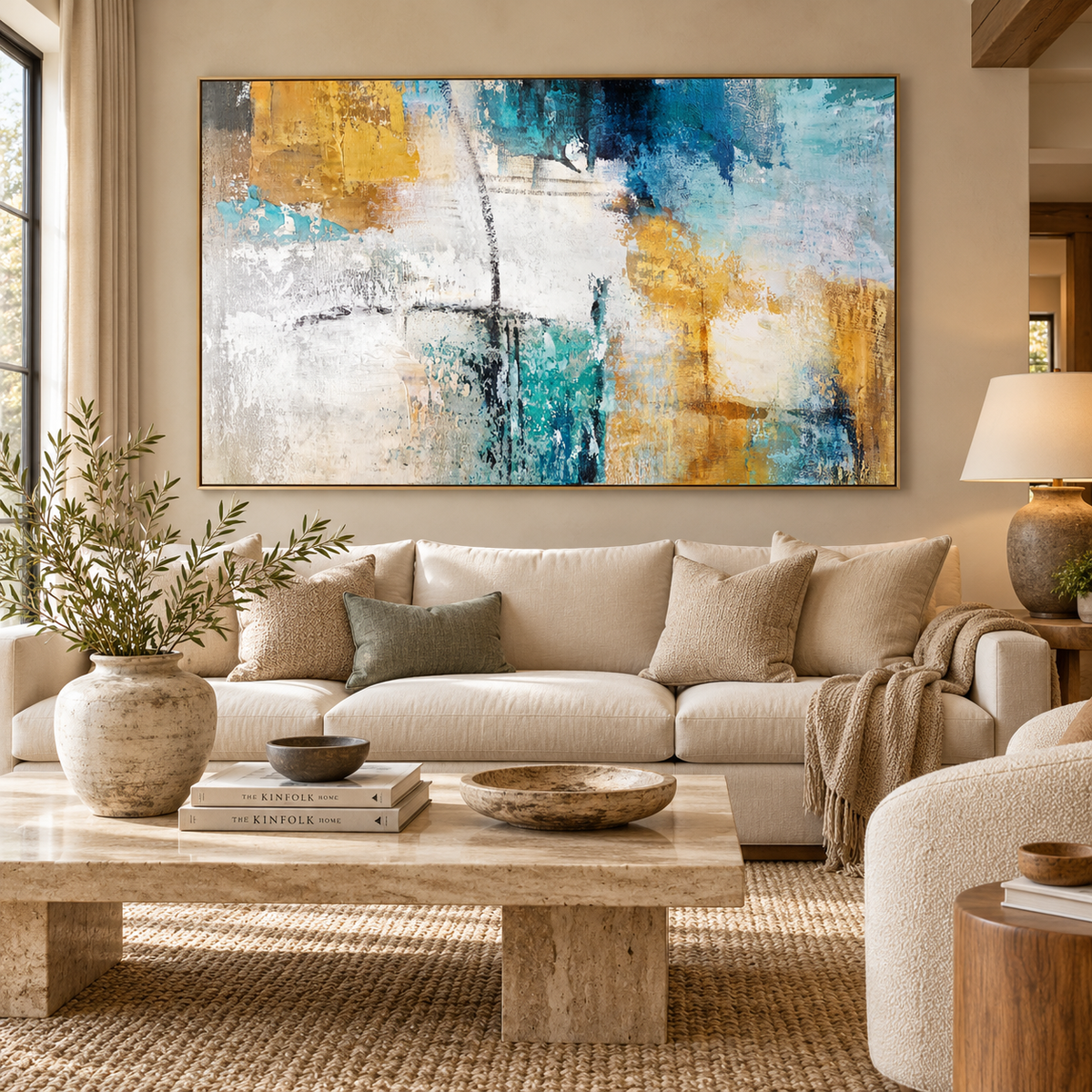 ARBYNART Abstract Art | Golden Haze of Azure