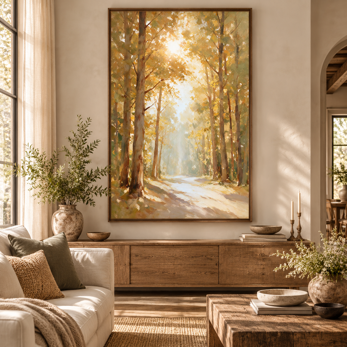 ARBYNART Impressionist Art | Golden Light on a Forest Road