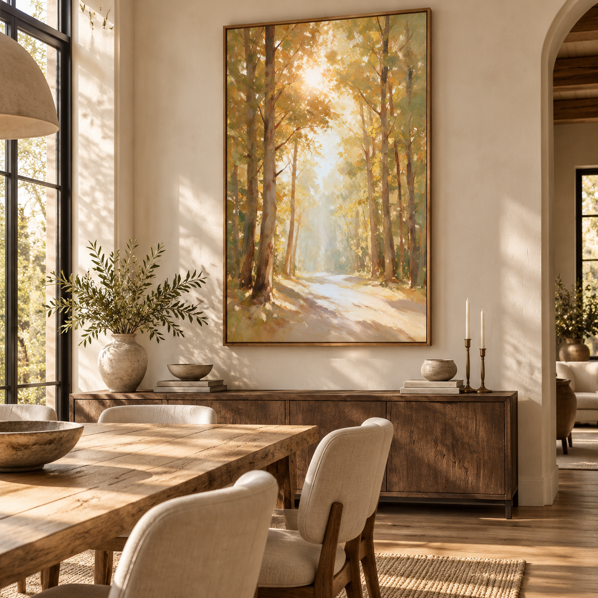 ARBYNART Impressionist Art | Golden Light on a Forest Road
