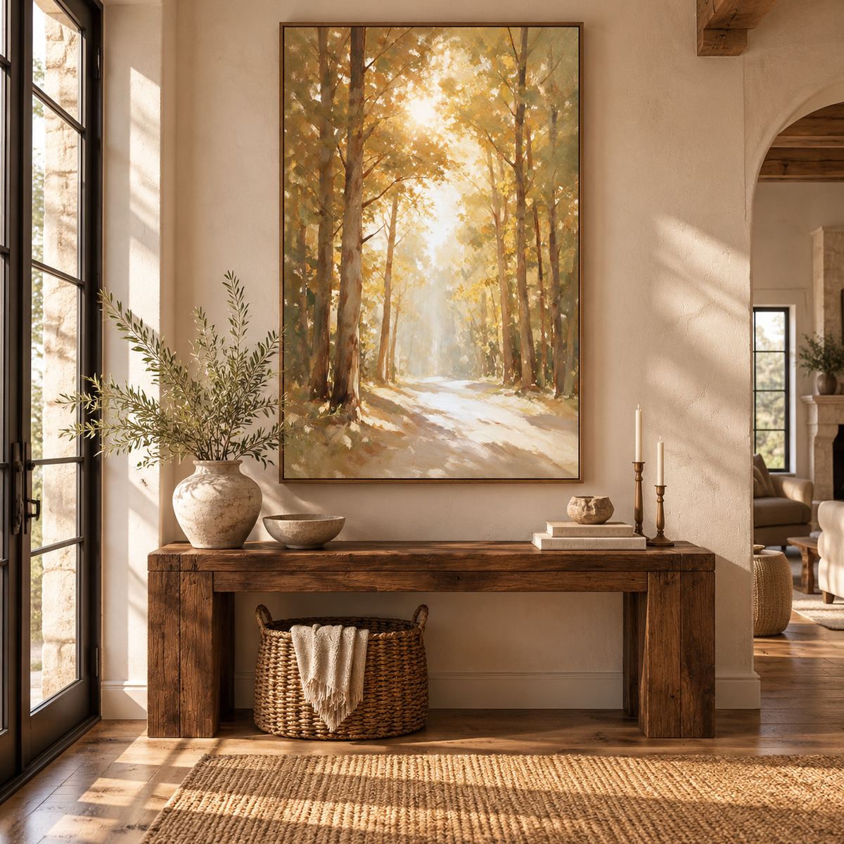 ARBYNART Impressionist Art | Golden Light on a Forest Road