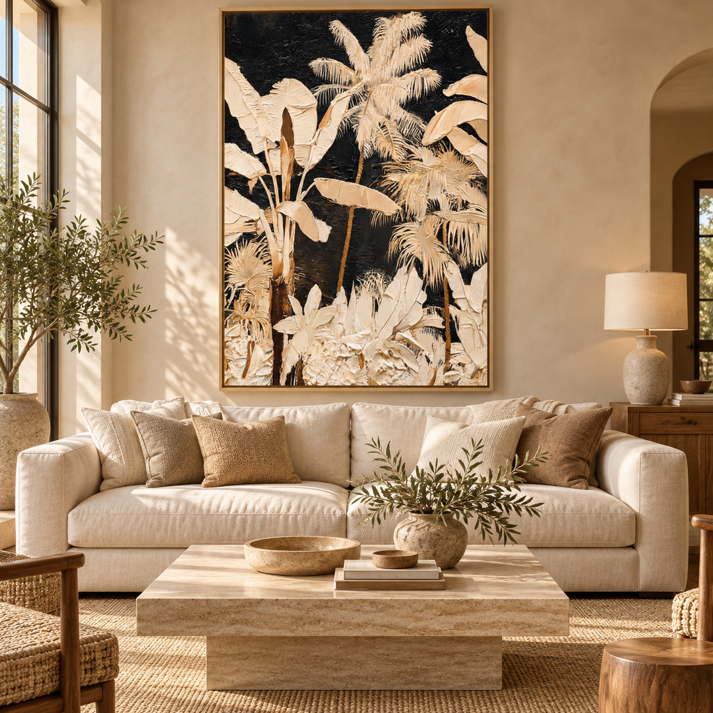 ARBYNART Abstract Art | Golden Reverie of the Ivory Palms
