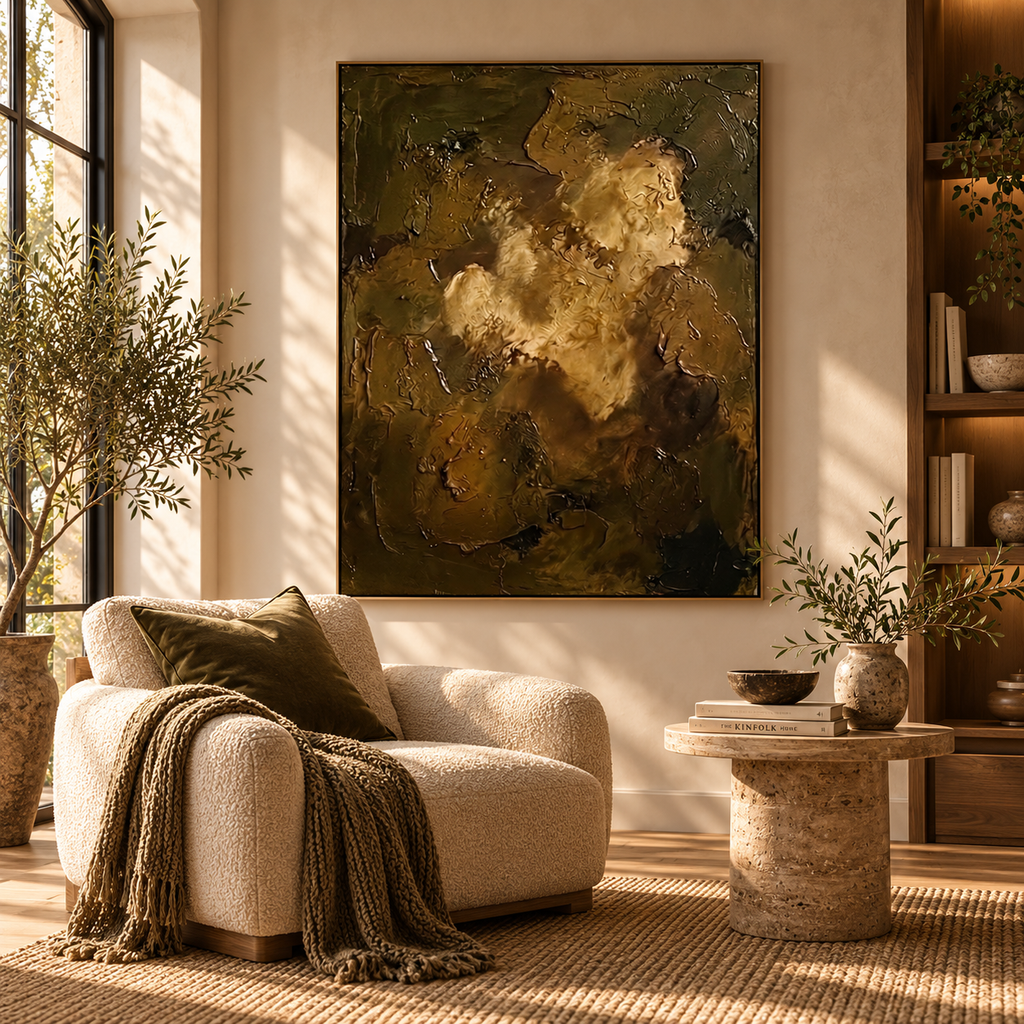 ARBYNART Wabi-Sabi Art | Golden Shadow Figure