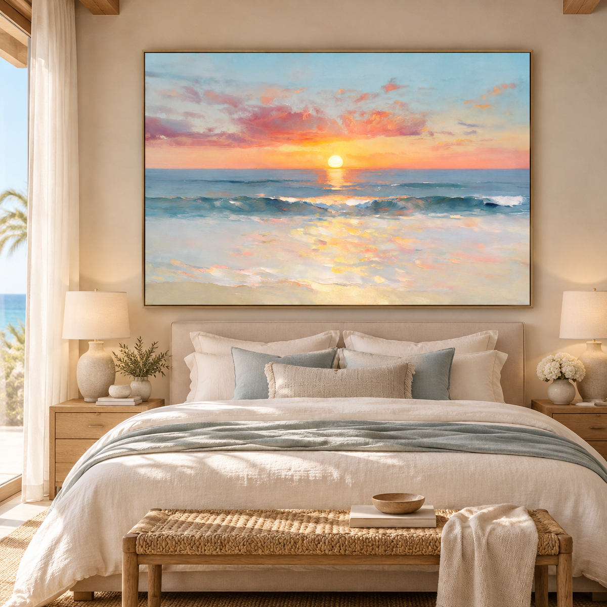 ARBYNART Impressionist Art | Golden Sun on the Open Sea