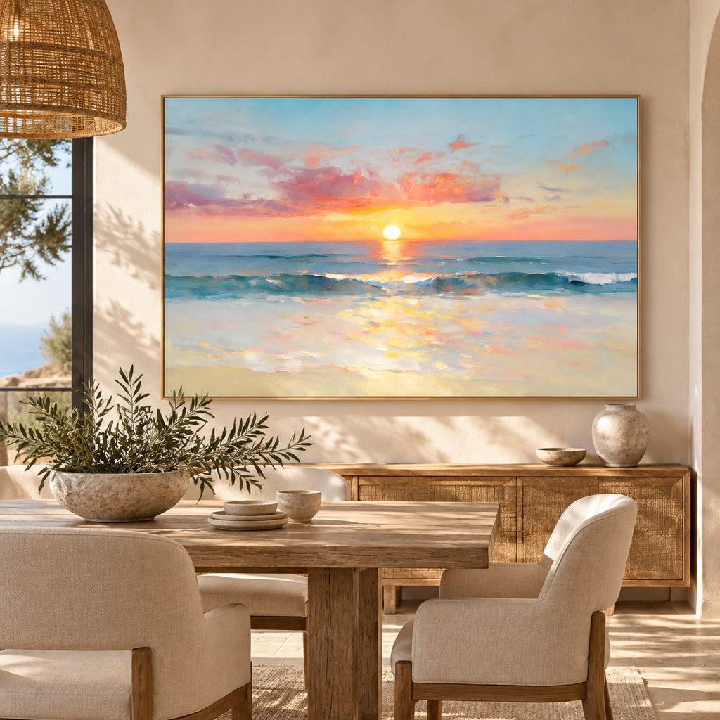 ARBYNART Impressionist Art | Golden Sun on the Open Sea