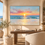 ARBYNART Impressionist Art | Golden Sun on the Open Sea