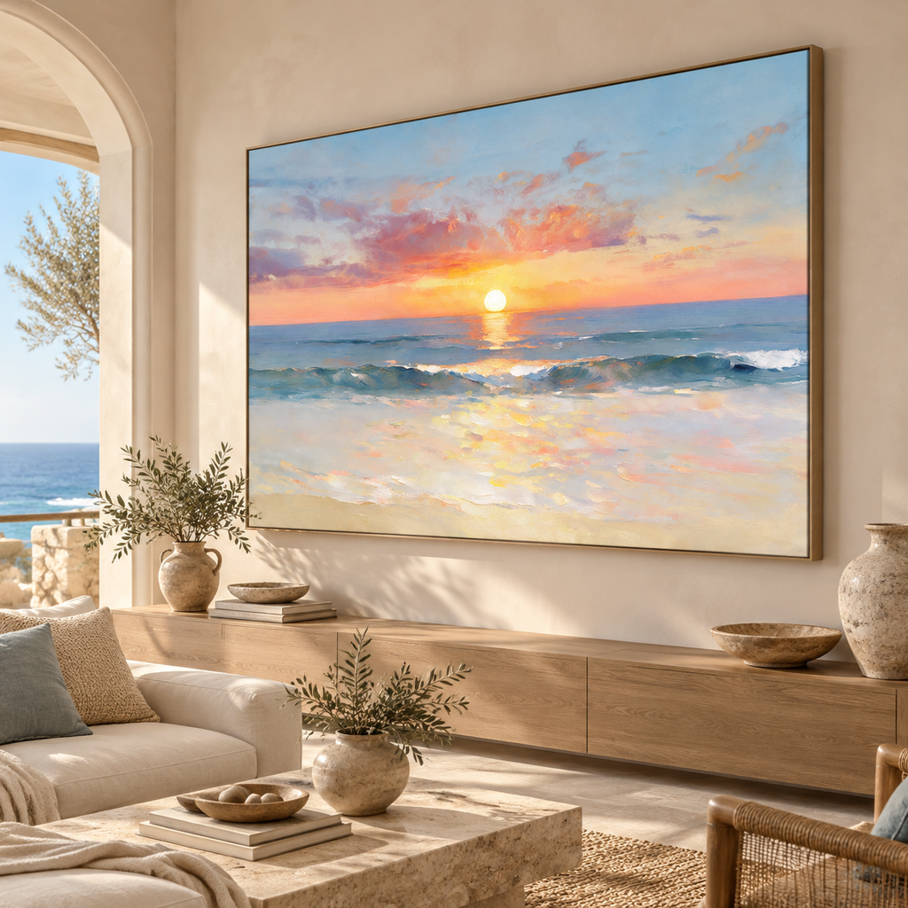 ARBYNART Impressionist Art | Golden Sun on the Open Sea