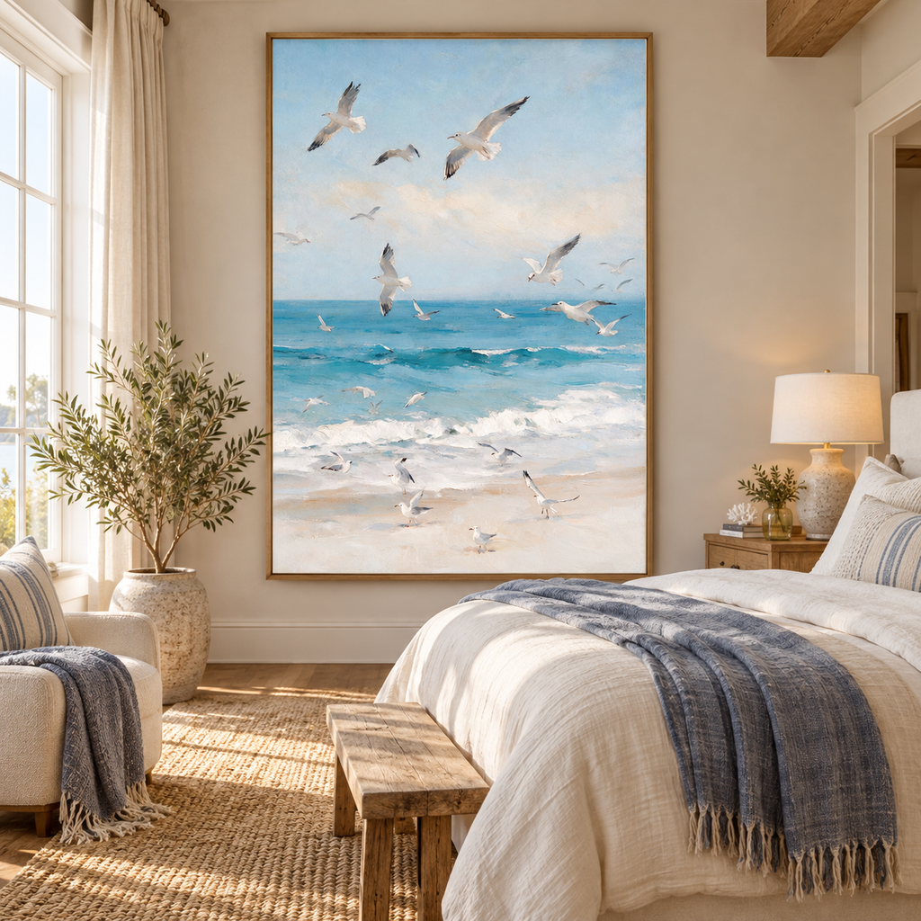 ARBYNART Impressionist Art | Gulls Rising from the Sand