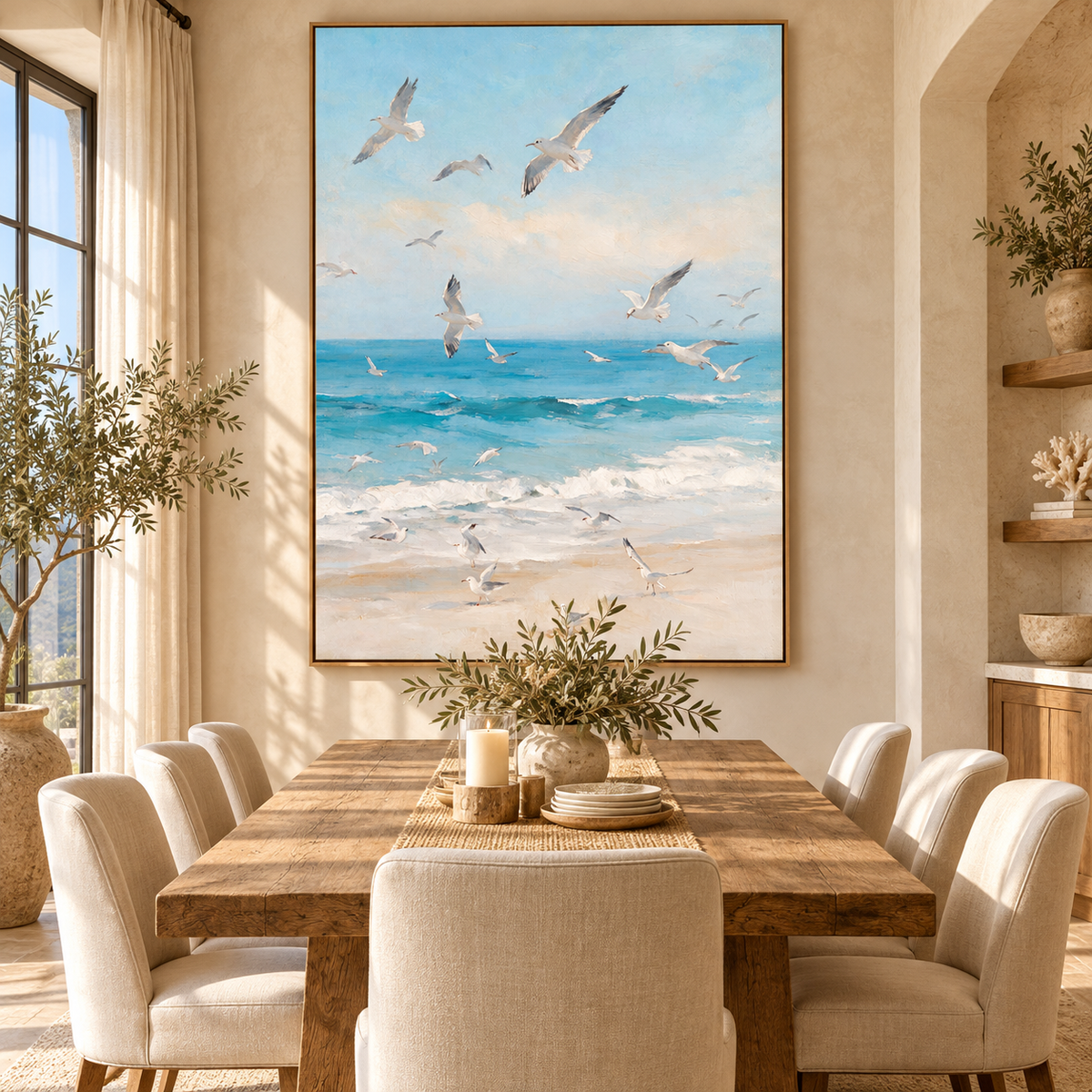 ARBYNART Impressionist Art | Gulls Rising from the Sand