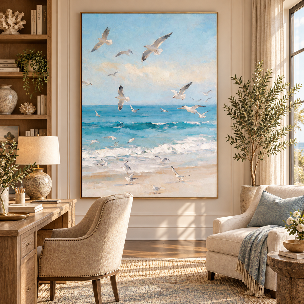 ARBYNART Impressionist Art | Gulls Rising from the Sand