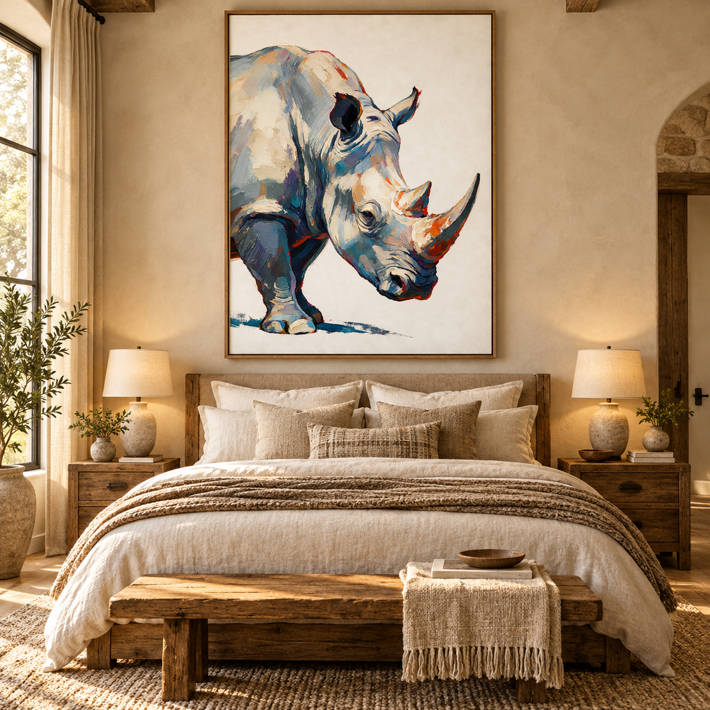 ARBYNART Impressionist Art | Rhino Lowering Its Head