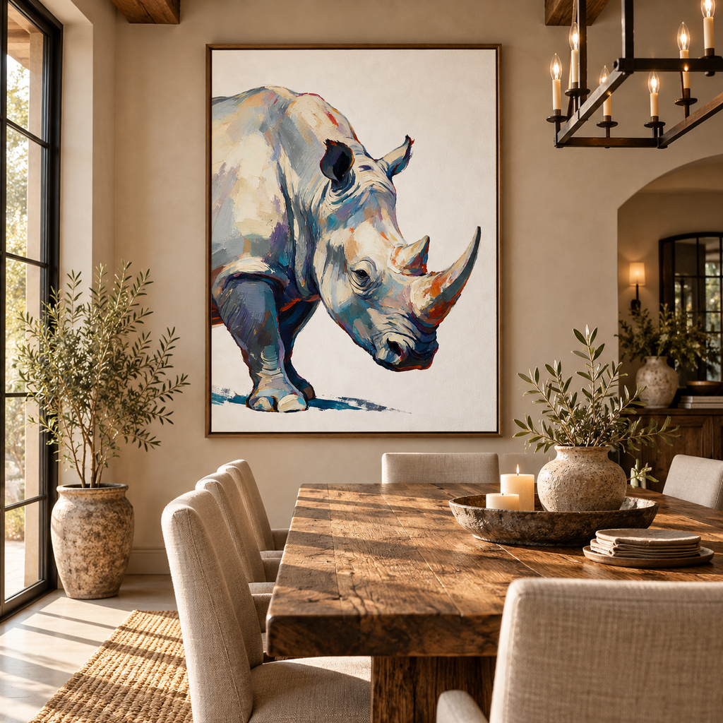 ARBYNART Impressionist Art | Rhino Lowering Its Head