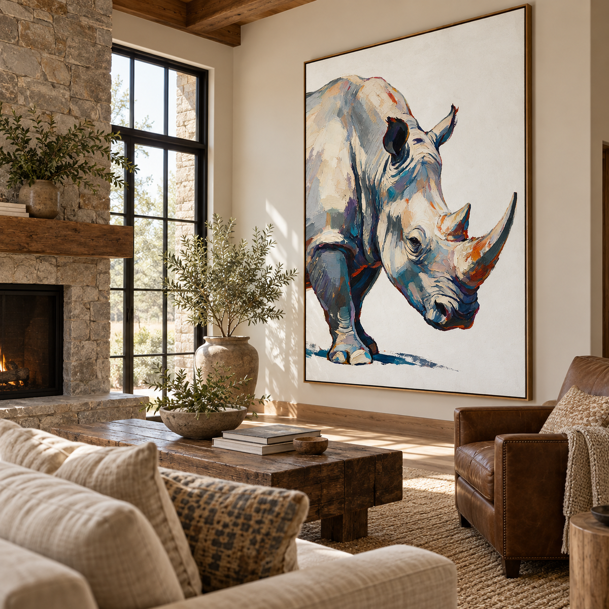 ARBYNART Impressionist Art | Rhino Lowering Its Head