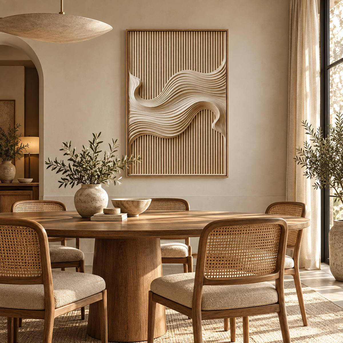 ARBYNART 3D Textured Art | Ivory Drift Line