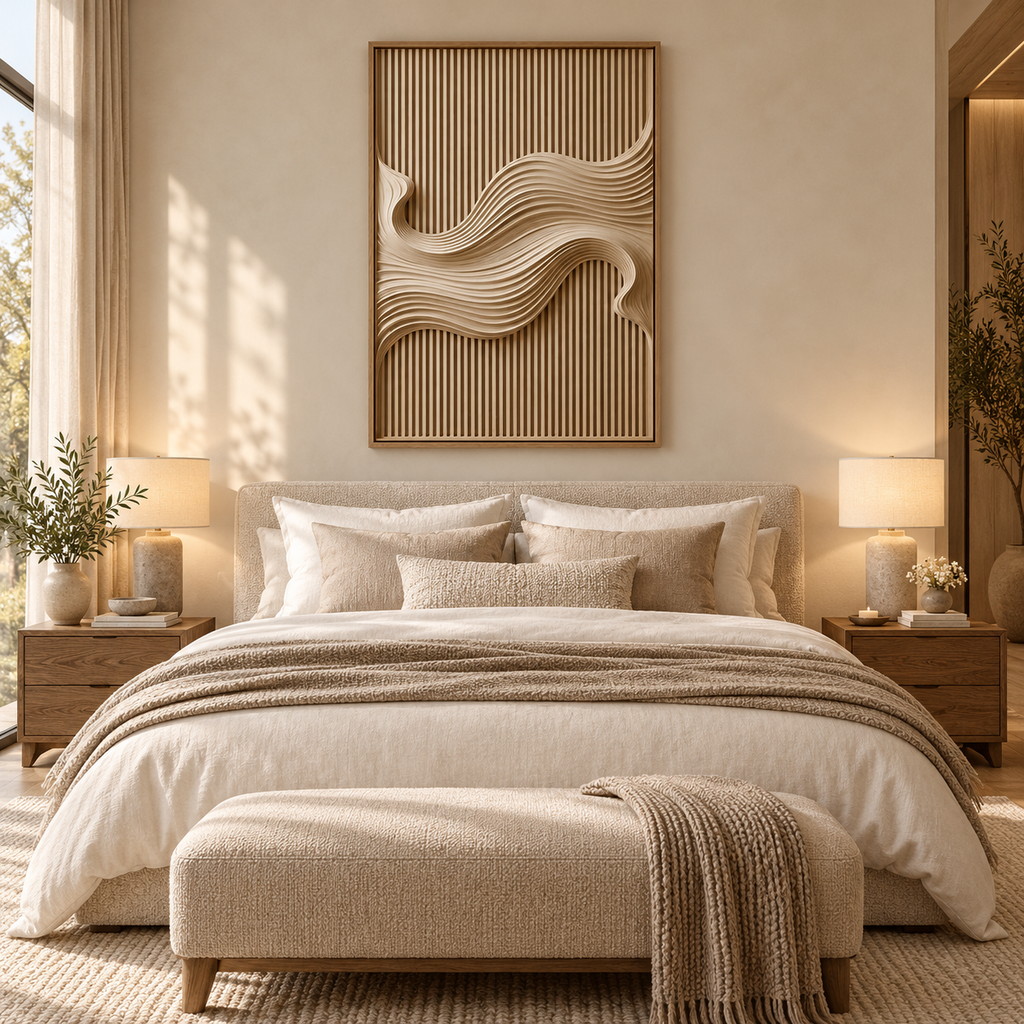ARBYNART 3D Textured Art | Ivory Drift Line