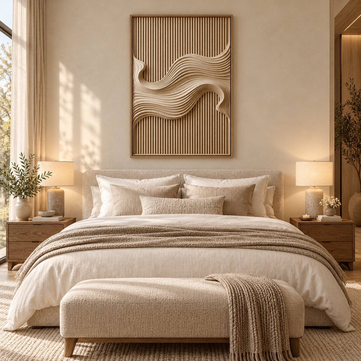 ARBYNART 3D Textured Art | Ivory Drift Line