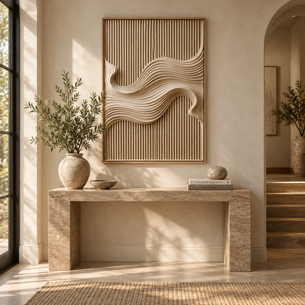 ARBYNART 3D Textured Art | Ivory Drift Line