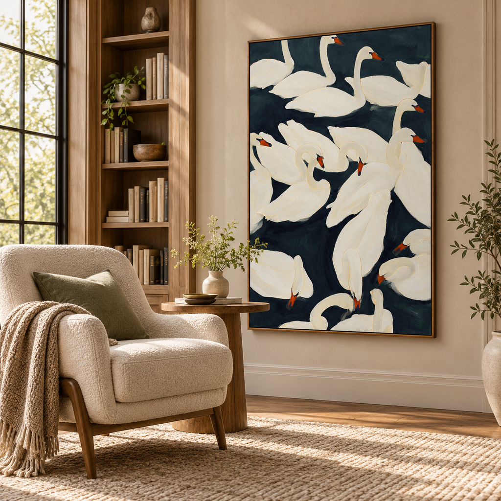 ARBYNART Abstract Art | Ivory Grace on Midnight Waters