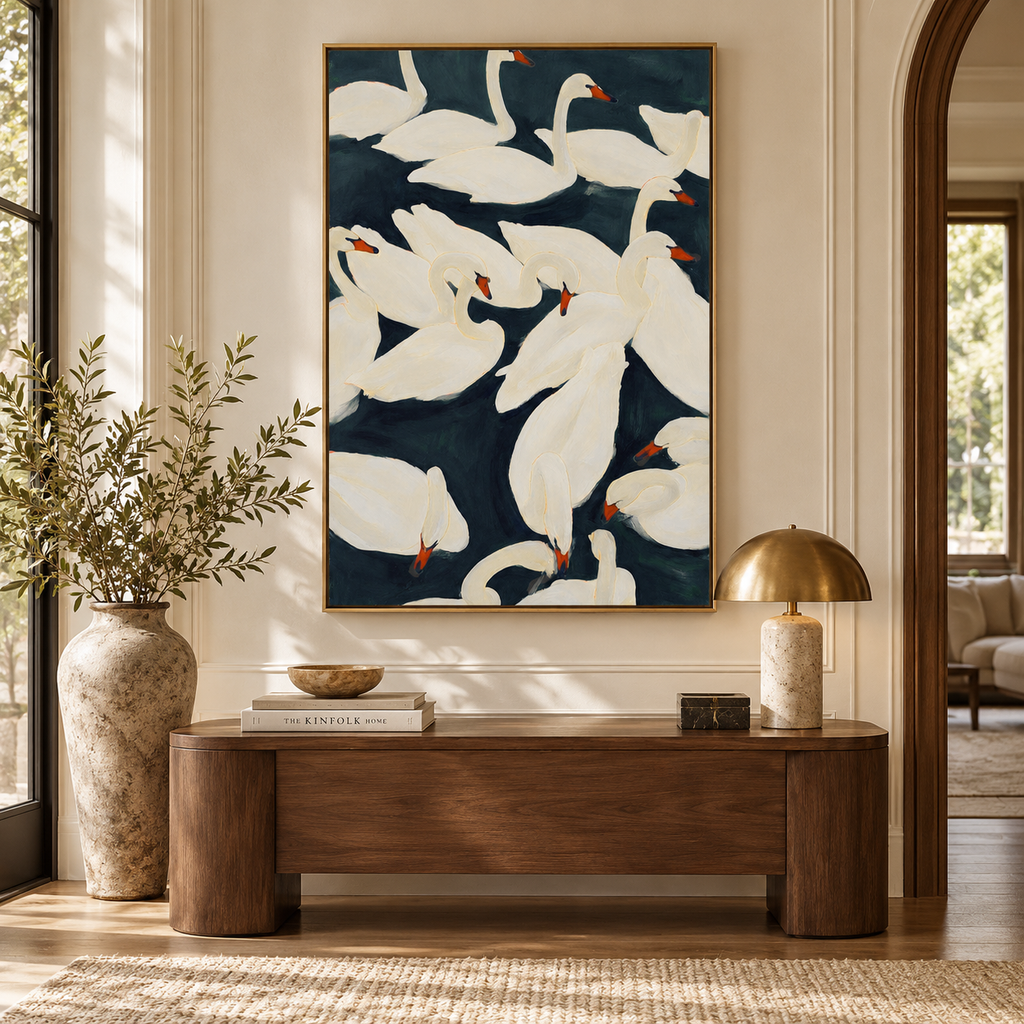 ARBYNART Abstract Art | Ivory Grace on Midnight Waters