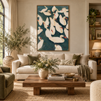 ARBYNART Abstract Art | Ivory Swans in Emerald Waters