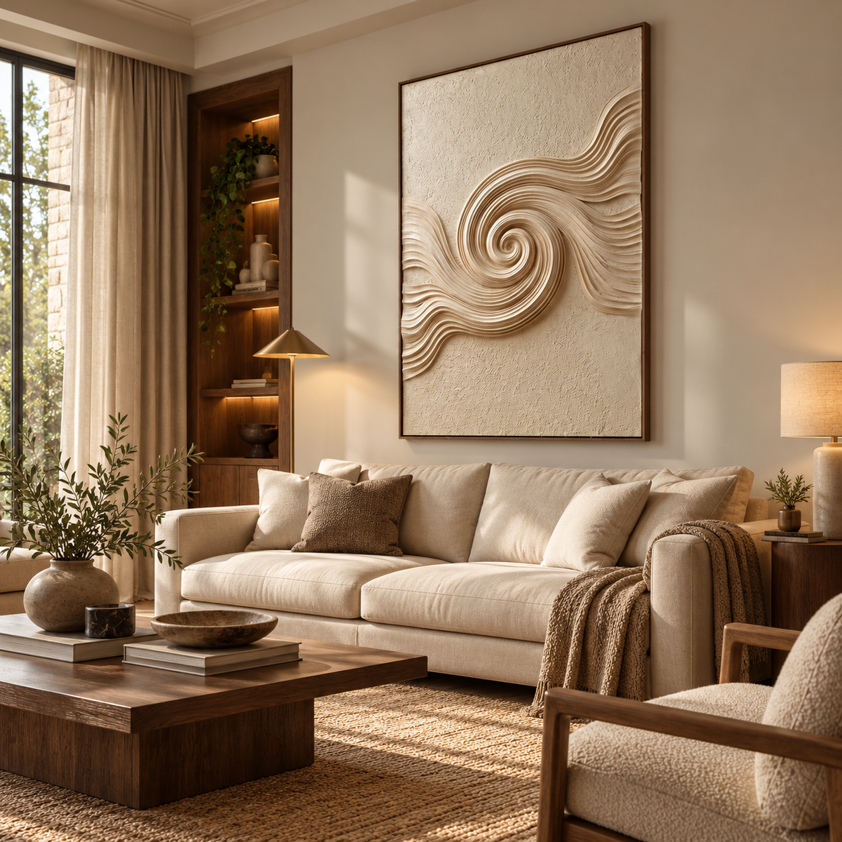 ARBYNART 3D Textured Art | Ivory Tide Spiral