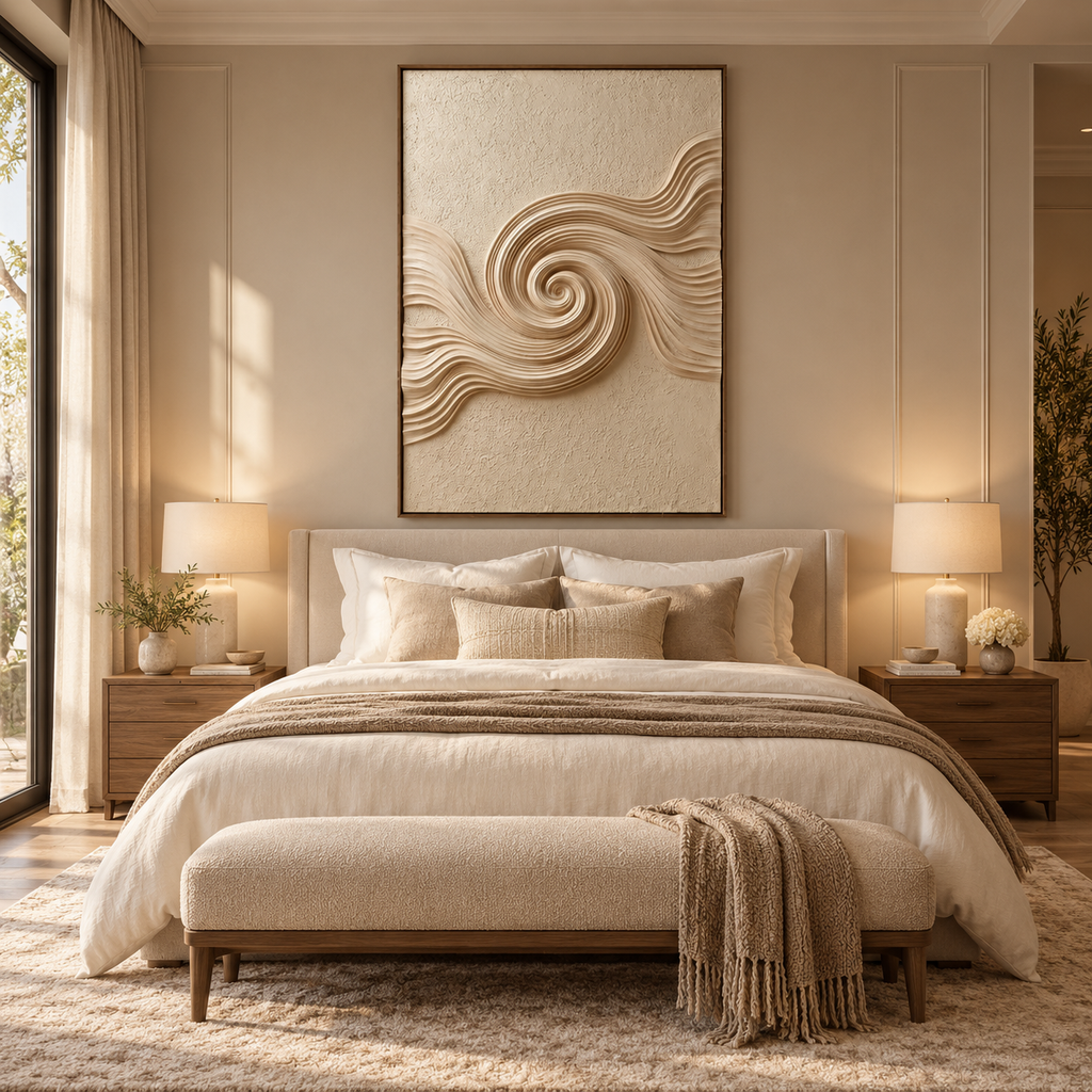ARBYNART 3D Textured Art | Ivory Tide Spiral
