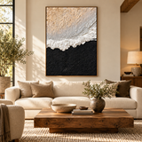 ARBYNART Abstract Art | Ivory Waves on Midnight Sands