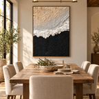 ARBYNART Abstract Art | Ivory Waves on Midnight Sands