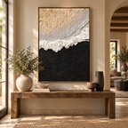 ARBYNART Abstract Art | Ivory Waves on Midnight Sands