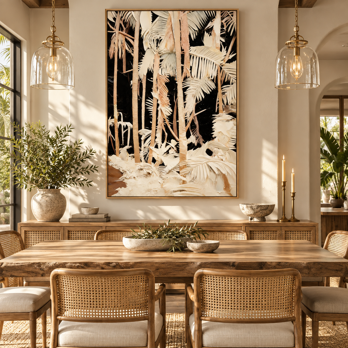 ARBYNART Abstract Art | Ivory Whispers of the Midnight Palms