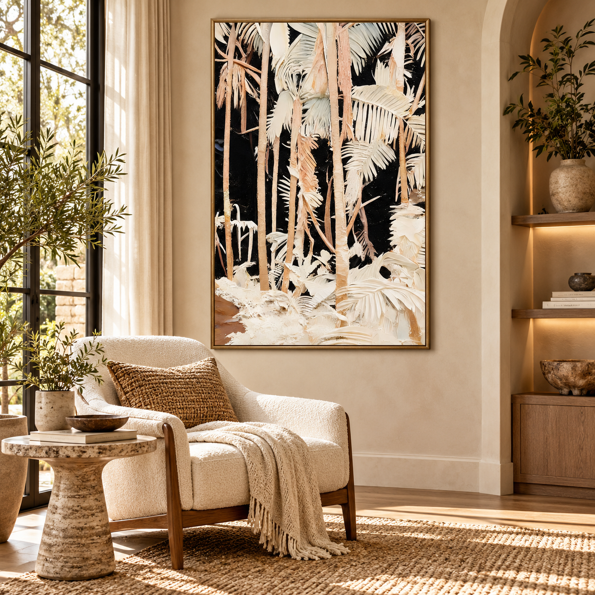 ARBYNART Abstract Art | Ivory Whispers of the Midnight Palms
