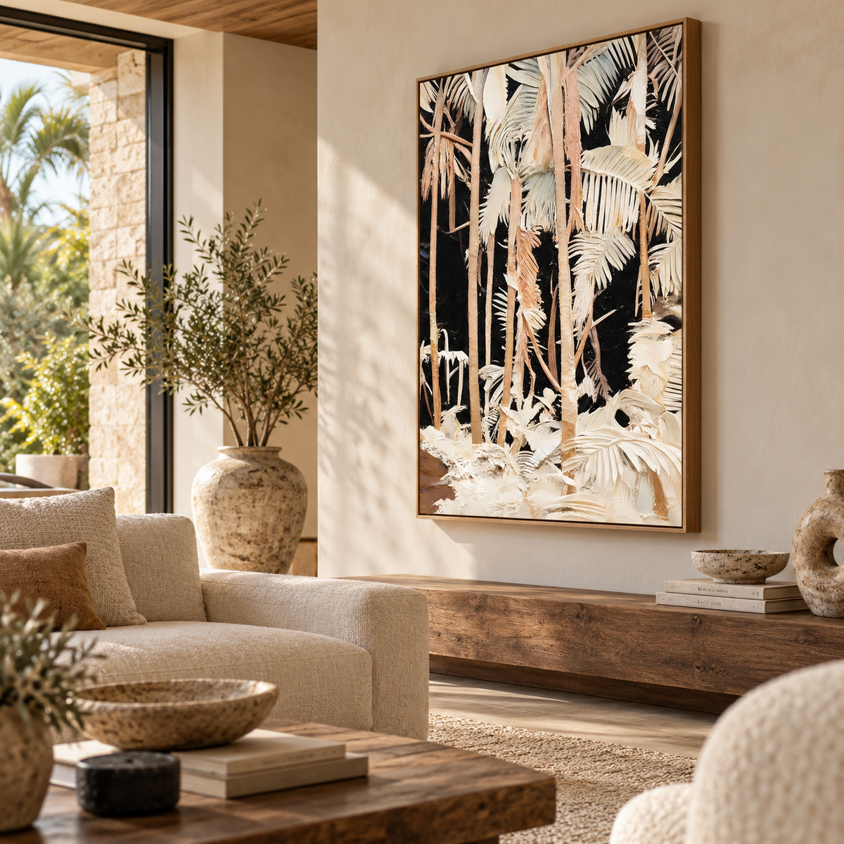 ARBYNART Abstract Art | Ivory Whispers of the Midnight Palms