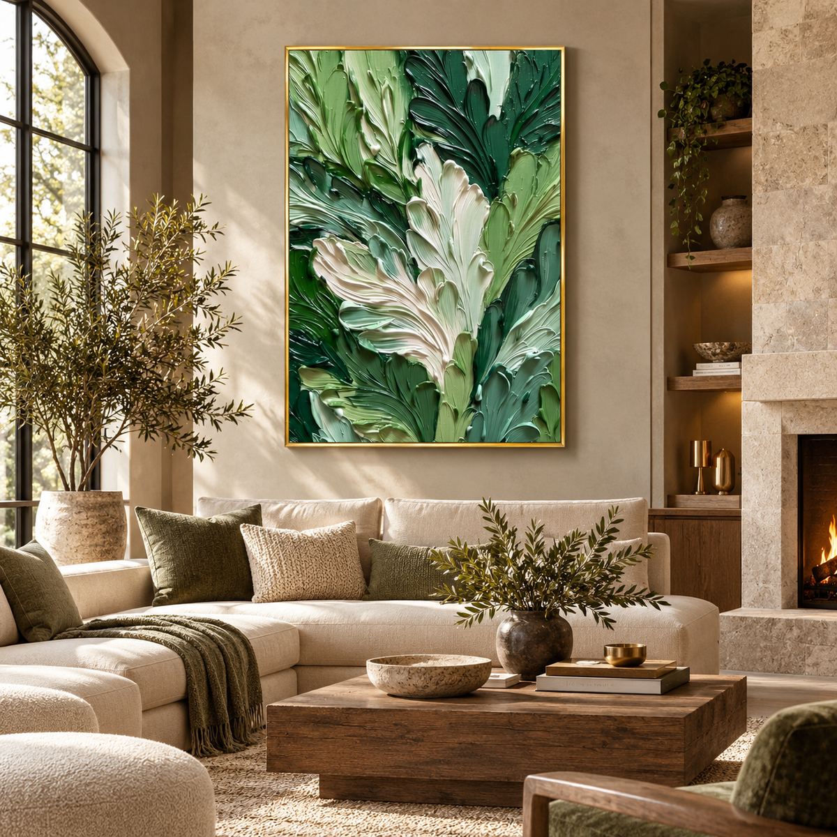 ARBYNART 3D Textured Art | Lush Green Leaf Relief