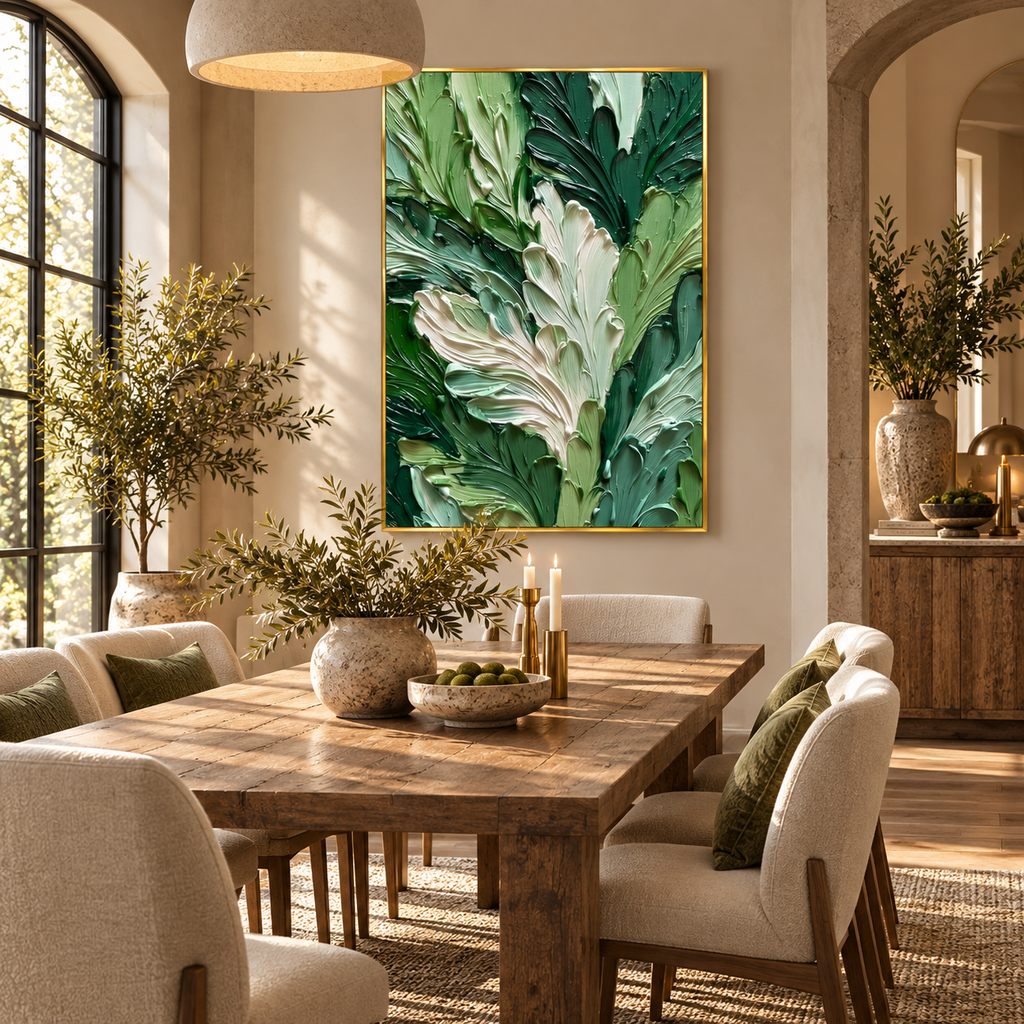 ARBYNART 3D Textured Art | Lush Green Leaf Relief