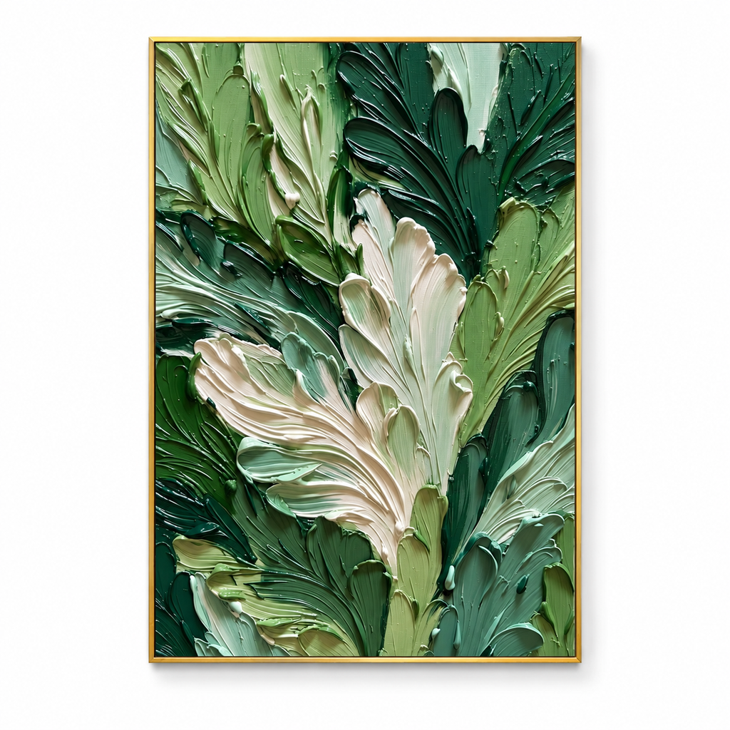 ARBYNART 3D Textured Art | Lush Green Leaf Relief