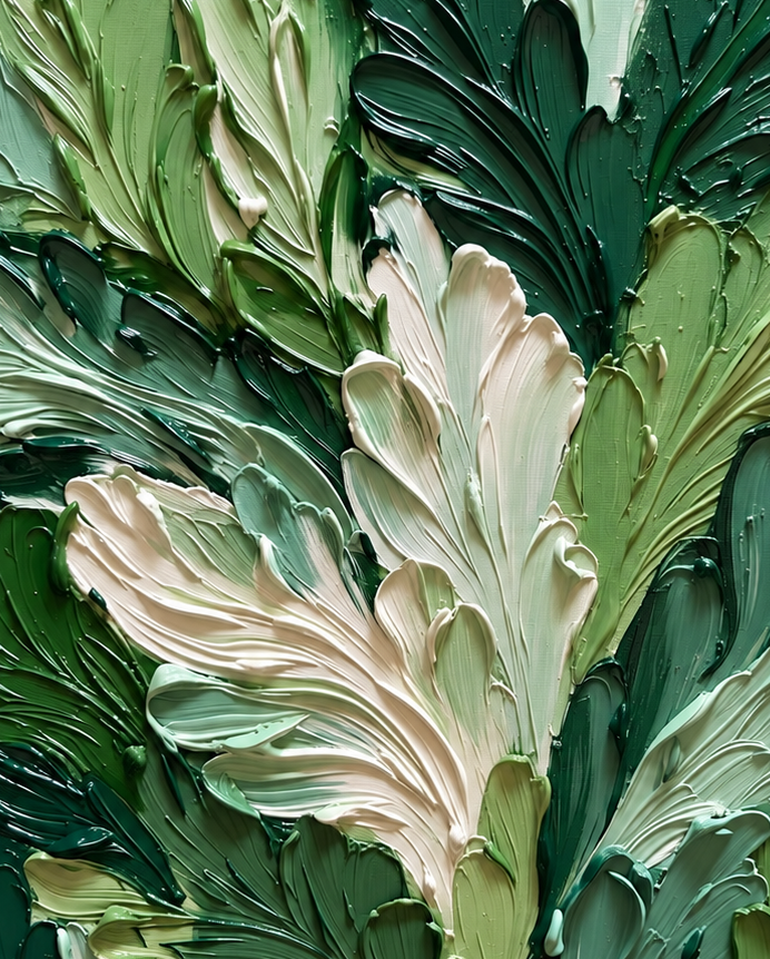 ARBYNART 3D Textured Art | Lush Green Leaf Relief