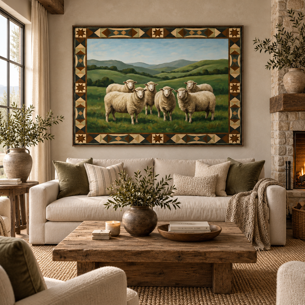 ARBYNART Vintage Americana Art | Meadow Sheep Gathering