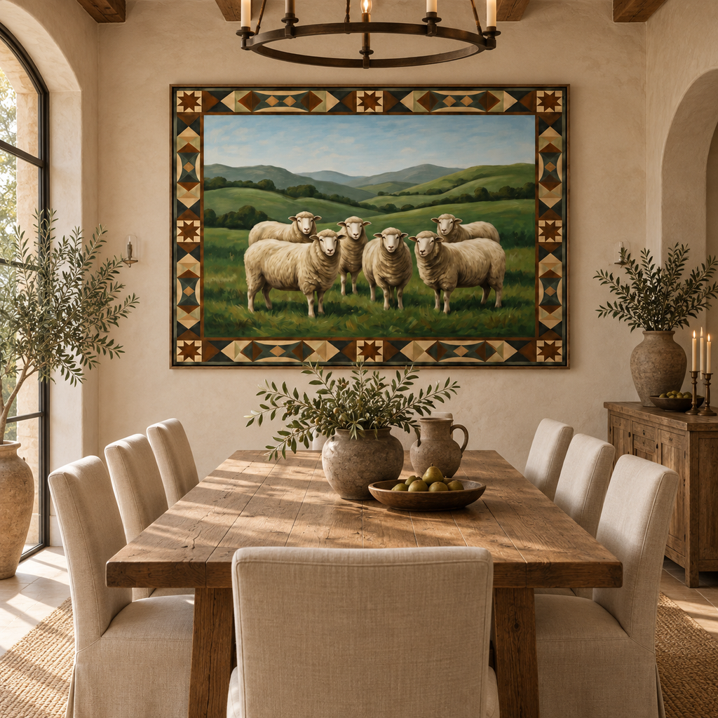 ARBYNART Vintage Americana Art | Meadow Sheep Gathering