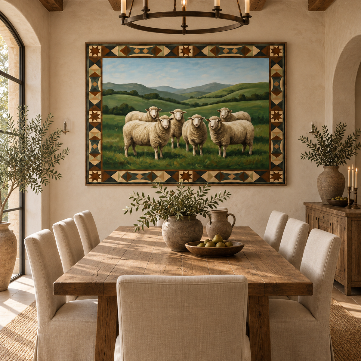 ARBYNART Vintage Americana Art | Meadow Sheep Gathering