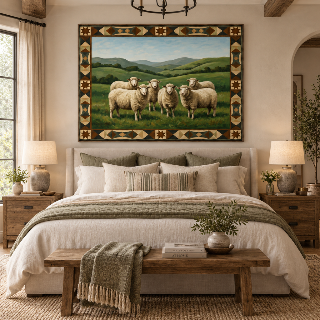 ARBYNART Vintage Americana Art | Meadow Sheep Gathering