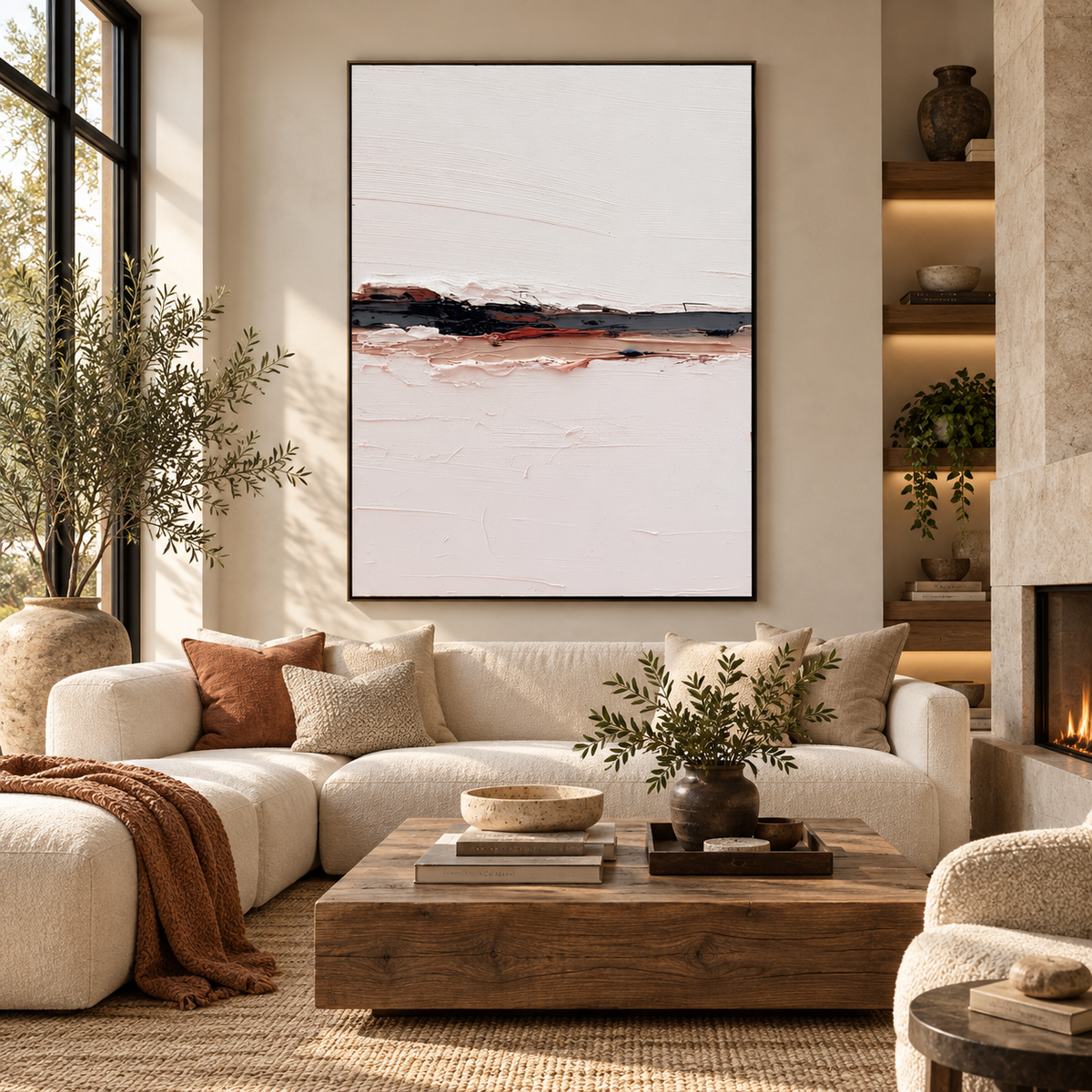 ARBYNART 3D Textured Art | Minimalist Horizon Stripe