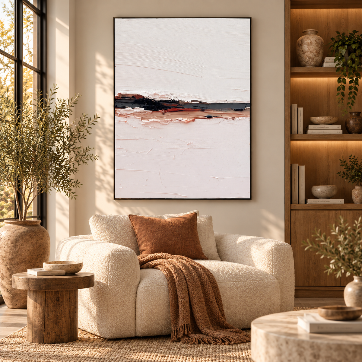 ARBYNART 3D Textured Art | Minimalist Horizon Stripe
