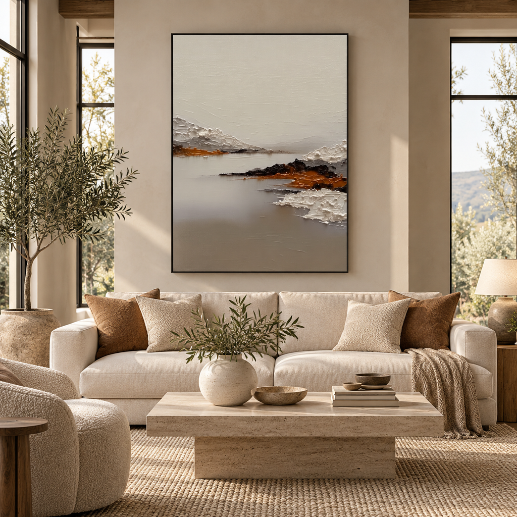 ARBYNART 3D Textured Art | Minimalist Mountain Lake Relief