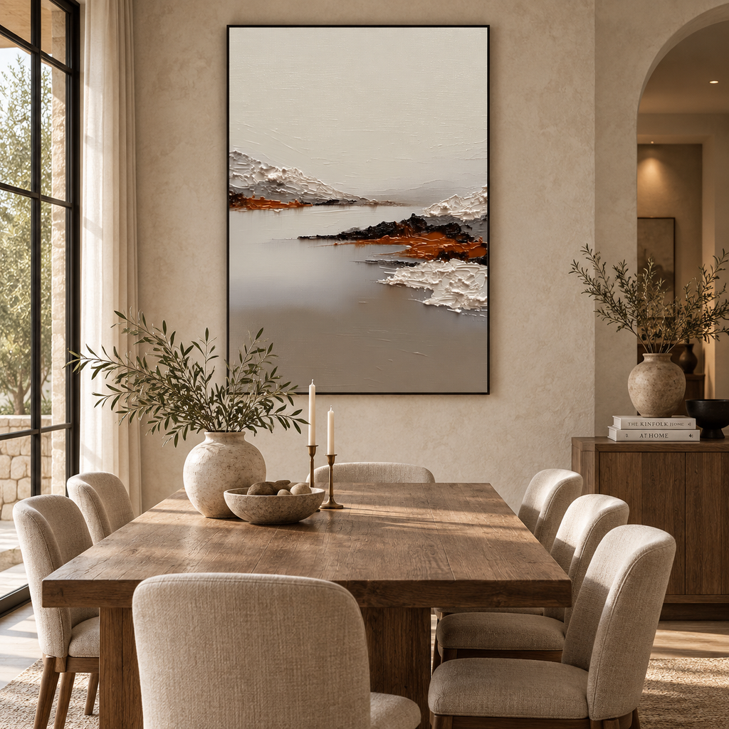 ARBYNART 3D Textured Art | Minimalist Mountain Lake Relief
