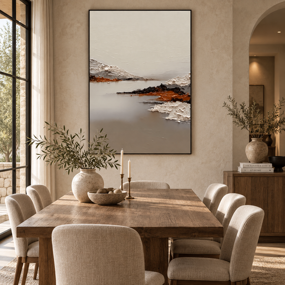 ARBYNART 3D Textured Art | Minimalist Mountain Lake Relief