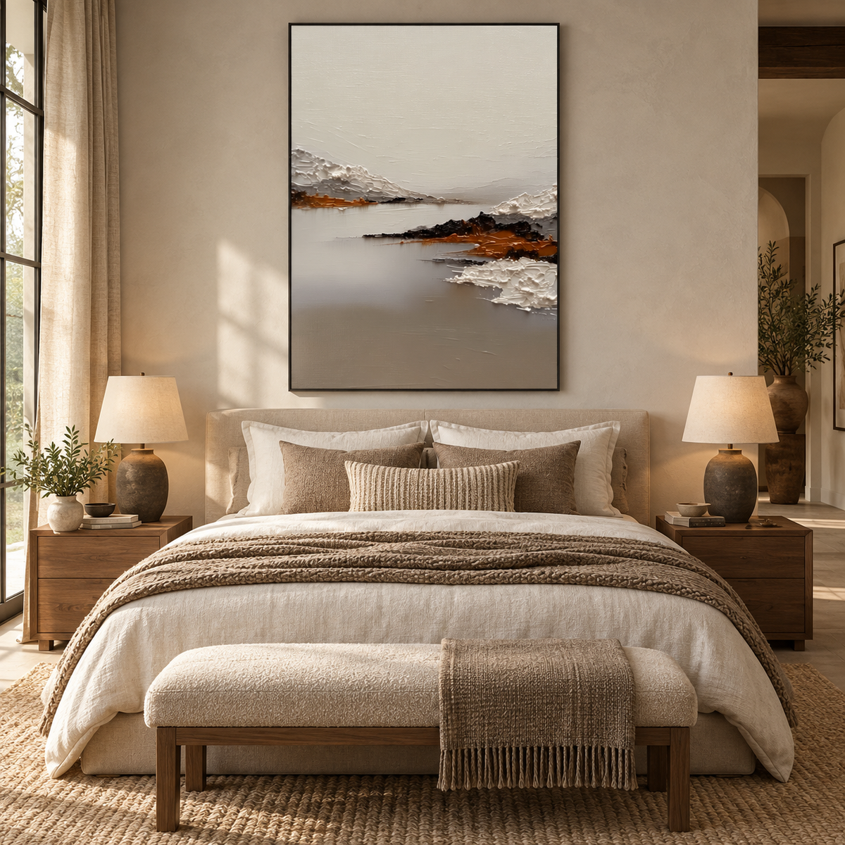 ARBYNART 3D Textured Art | Minimalist Mountain Lake Relief