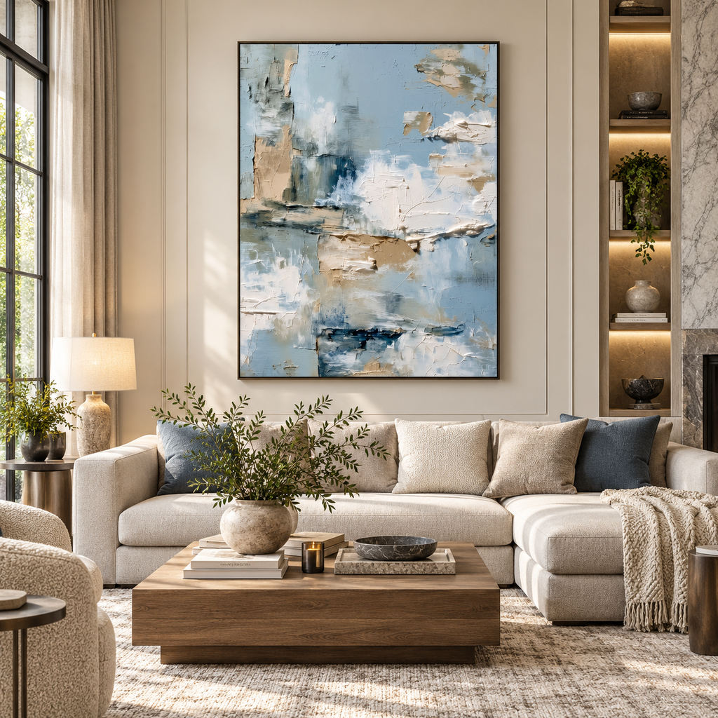 ARBYNART 3D Textured Art | Misty Blue Abstract