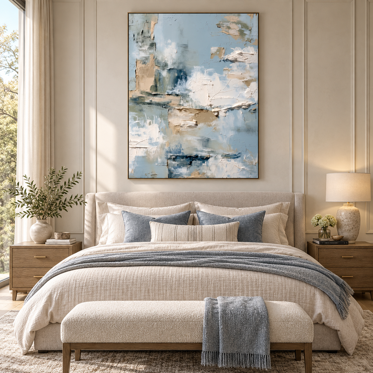 ARBYNART 3D Textured Art | Misty Blue Abstract